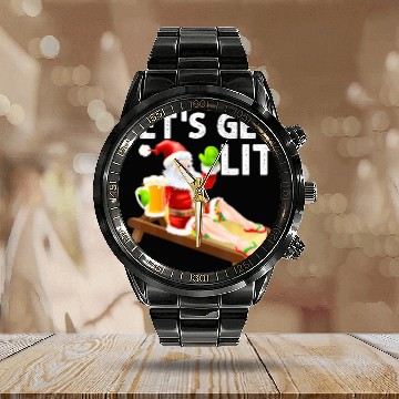 Discover Lets Get Lit Santa Funny Christmas In July Santa Calendar Steel Band Watch