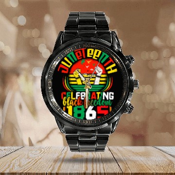 Discover Juneteenth black freedom 1865 Apparel Calendar Steel Band Watch