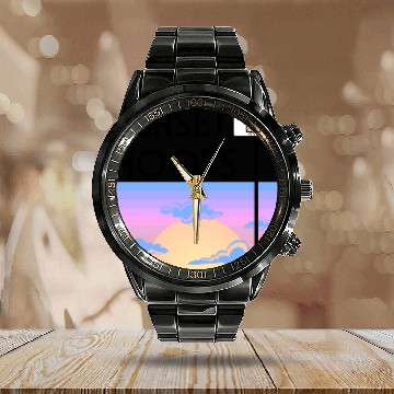 Discover Basketball Gift: Sunset Hoops Calendar Steel Band Watch