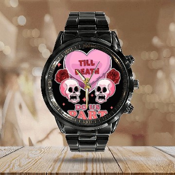 Discover Till Death Do Us Part Skeleton Skull Valentine s Calendar Steel Band Watch