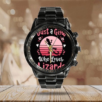 Discover Lizard Reptile Lizard Lover Retro Calendar Steel Band Watch