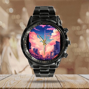 Discover Vaporwave Aesthetic Tokyo Skytree Japanese Sight Calendar Steel Band Watch