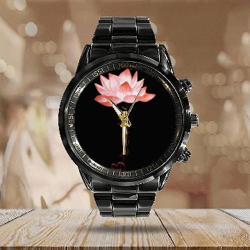 Discover Lotus Yoga Zen Meditation Namaste Calendar Steel Band Watch