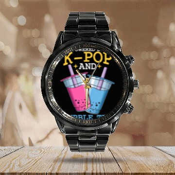 Discover Powered By K Pop And Bubble Tea Kawaii Korean Boba Calendar Steel Band Watch