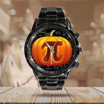 Discover Pumpkin Pi Math Teacher Halloween Thanksgiving Calendar Steel Band Watch