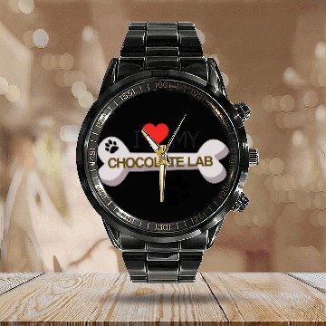 Discover Chocolate Labrador - I Love My Chocolate Lab Calendar Steel Band Watch