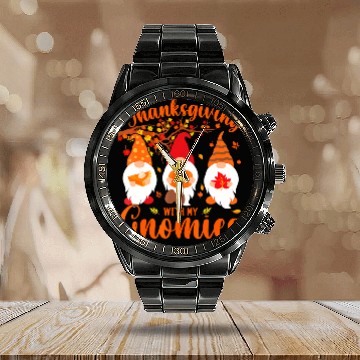 Discover Thanksgiving With My Gnomies Funny Autumn Gnomes Calendar Steel Band Watch