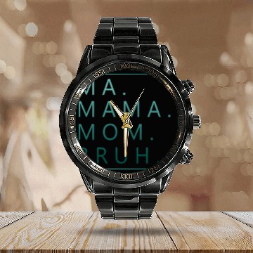 Discover Ma Mama Mom Bruh Green Quote Mama Calendar Steel Band Watch