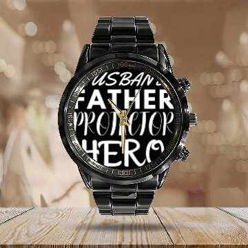 Discover HUSBAND FATHER PROTECTOR HERO Calendar Steel Band Watch