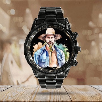 Discover Harvest Hues - Watercolor Style Farmer Artwork Calendar Steel Band Watch