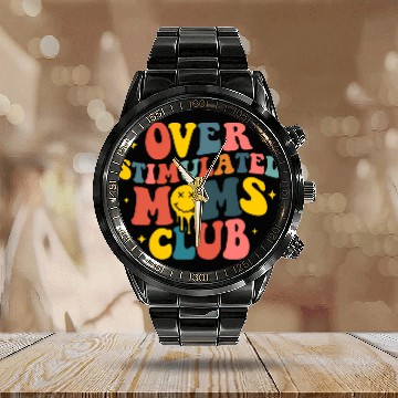 Discover Overstimulated Moms Club Calendar Steel Band Watch