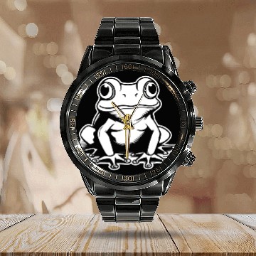 Discover Frog Amphibian Toad Calendar Steel Band Watch