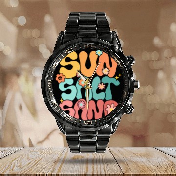 Discover Sun Salt Sand Summer Family Vacation Hawaii Beach Calendar Steel Band Watch