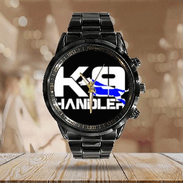 Discover K-9 Handler Police Sheriff Cops Law Enforcement Calendar Steel Band Watch