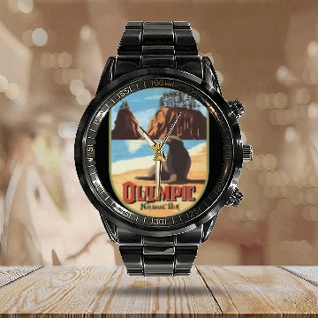 Discover olympic national park Calendar Steel Band Watch