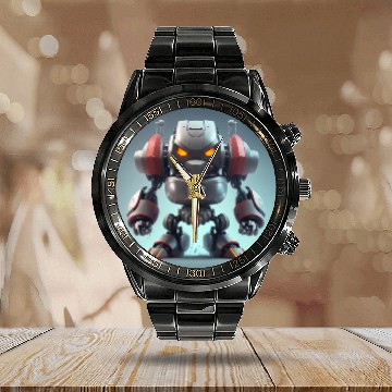 Discover Angry 3D Robot Calendar Steel Band Watch
