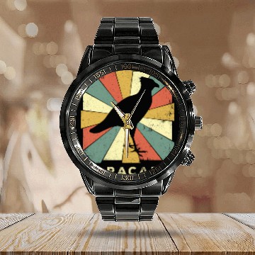 Discover Caracara Bird Style Animal Calendar Steel Band Watch