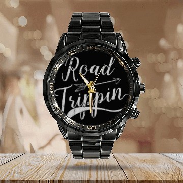 Discover Road Trippin - Traveling Road Trip Calendar Steel Band Watch