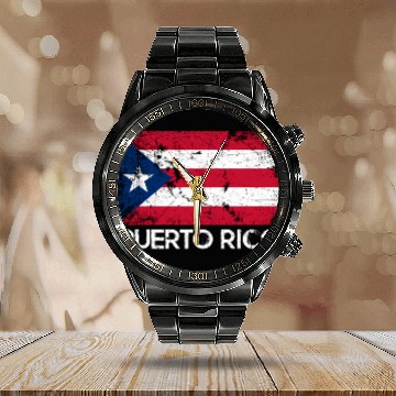 Discover Puerto Rican Flag Made In Puerto Rico Calendar Steel Band Watch