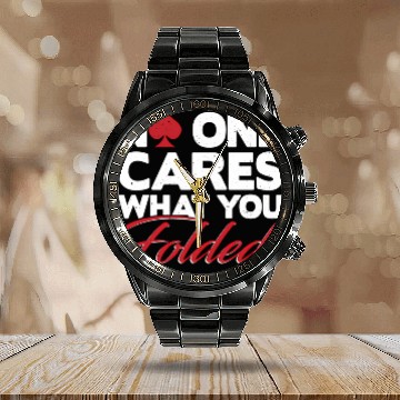 Discover Poker Texas Hold'Em Gambling Calendar Steel Band Watch