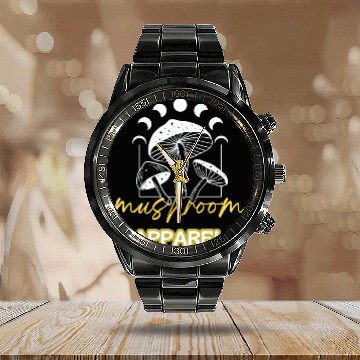 Discover Mushroom Apparel Calendar Steel Band Watch