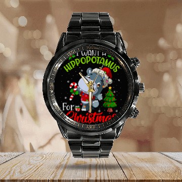 Discover I Want A Hippopotamus For Xmas Hippo Calendar Steel Band Watch