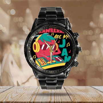 Discover Strawberries Are My Jam Strawberry Calendar Steel Band Watch