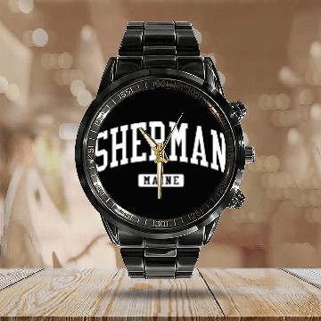 Discover Sher Maine Me Vintage Athletic Sports Calendar Steel Band Watch