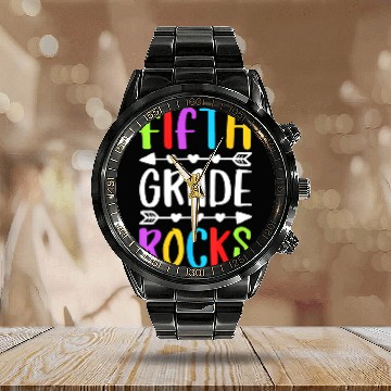 Discover Fifth Grade Rocks 5th Grade Back To School Calendar Steel Band Watch
