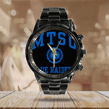 Discover Middle Tennessee State Blue Raiders Seal Logo Calendar Steel Band Watch