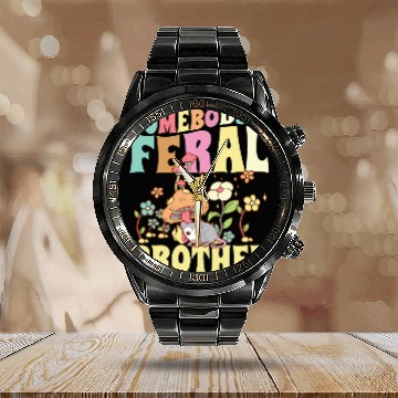 Discover Somebody's Feral Brother Wild Bro Opossum Groovy Calendar Steel Band Watch