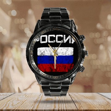 Discover Russia Russian Flag Calendar Steel Band Watch