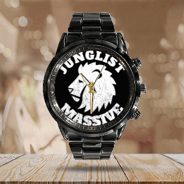 Discover Junglist Music DnB EDM Drum N Bass Lion Calendar Steel Band Watch