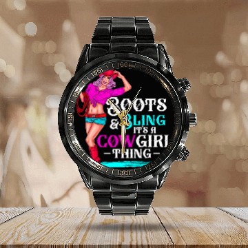 Discover Cow Boots And Bling It'S Cow Things Western Cory Calendar Steel Band Watch
