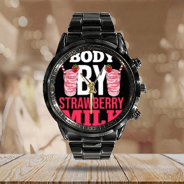 Discover Strawberry Milk Shake Korean Vegan Japanese Calendar Steel Band Watch