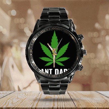 Discover Weed Local Grower Farmer Plant Daddy Cannabis Calendar Steel Band Watch
