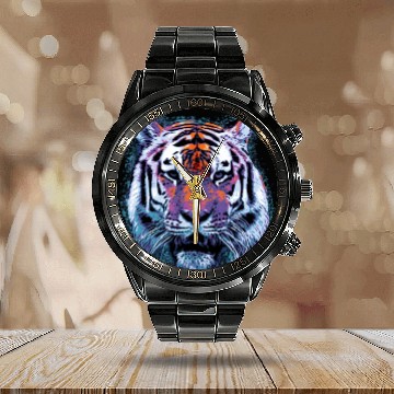 Discover Tiger Face Pop Calendar Steel Band Watch