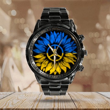 Discover Ukrainian Flag Ukraine Flag Sunflower Calendar Steel Band Watch