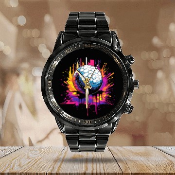 Discover Golf Ball Graffiti Golfing Golfer Golf Player Calendar Steel Band Watch
