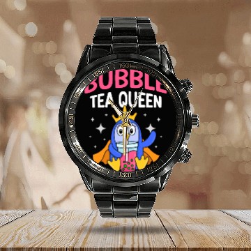 Discover Bubble Tea Queen Boba Tea Drinker Korean Drink Calendar Steel Band Watch