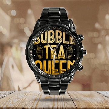 Discover Bubble Tea Queen Boba Tea Drinker Korean Drink Calendar Steel Band Watch