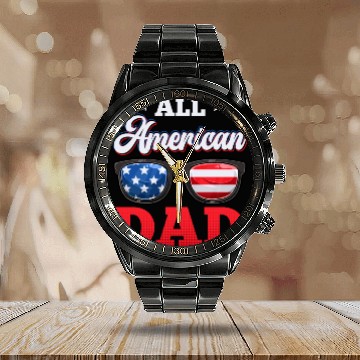 Discover All American Dad Independence Day Party USA Father Calendar Steel Band Watch