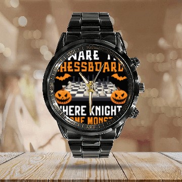 Discover Chess Halloween Trick Or Treat Chess Board Game Calendar Steel Band Watch