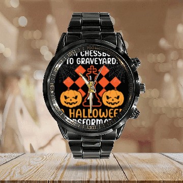 Discover Chess Halloween Trick Or Treat Chess Board Game Calendar Steel Band Watch
