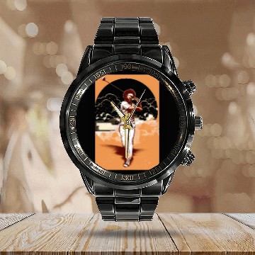 Discover Golfer Afro Man Golf Player African American Calendar Steel Band Watch