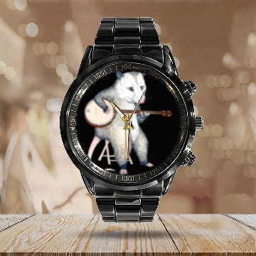 Discover Opossum Playing Banjo Guitar Possum Live Weird Calendar Steel Band Watch