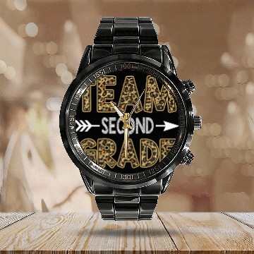 Discover Team Second Grade Leopard 2nd Grade Back To Calendar Steel Band Watch