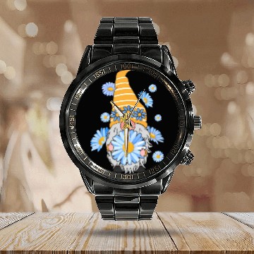 Discover Z4R8 Daisy Gnomes Floral Gnomes Spring Calendar Steel Band Watch