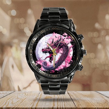 Discover Japanese Dragon Retro Asian Oriental Dragon Cool Calendar Steel Band Watch