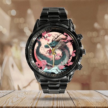 Discover Japanese Dragon Cool Fantasy Chinese Asian Dragon Calendar Steel Band Watch